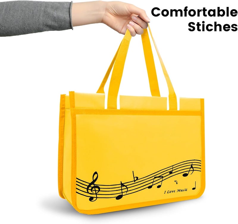 BestSounds Piano Bag, Zipper Waterproof Music Book Tote Bag Piano Accessories for Students Kids, Women, Gifts for Musicians (Yellow Music) - Image 2